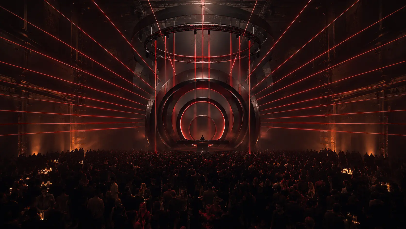 Futuristic concentric techno stage